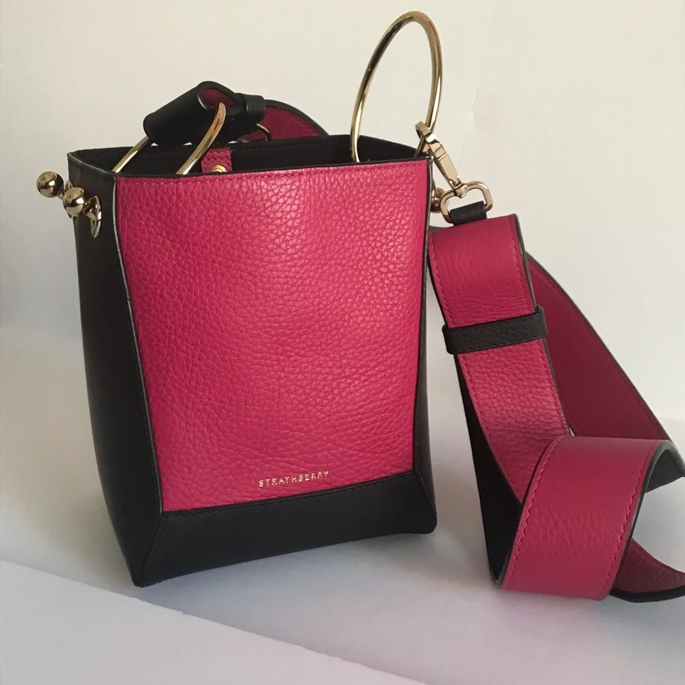 Strathberry Fuchsia and Black Crossbody Bag - Picture 1 of 8